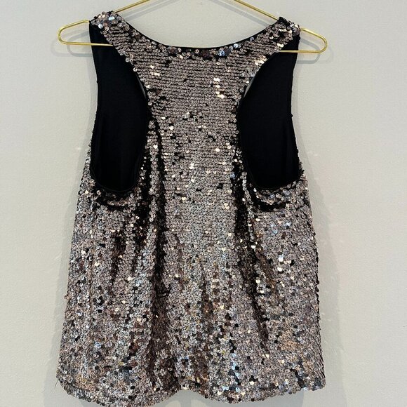 Forever 21 Gold Black Sequin Tank Top Size Medium - Picture 5 of 6